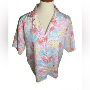 Vintage 80s Watercolor Floral Button Down